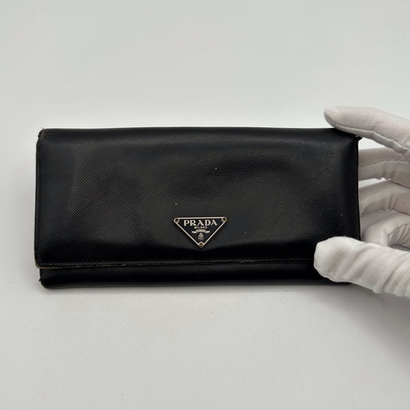 Prada Handbags - Prada Long Black Saffiano Leather Wallet